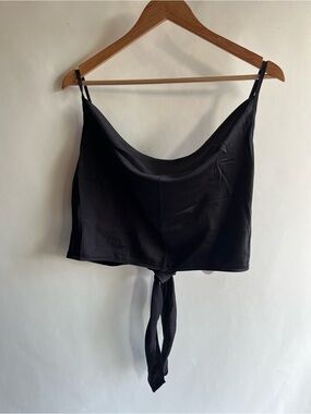 Avidlove Satin Tie Back Crop Top Open Back Scoop Neck Sz 2XL Women’s Black New